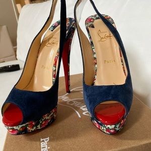 lady peep sling 150 veau velour Louboutin